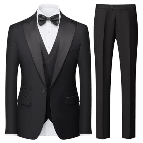 KUDMOL Men's Slim Fit One-Button Tuxedo Suit for Weddings and Proms