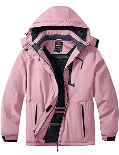 wantdo Women's Plus Size Waterproof Ski Jacket Winter Warm Hooded Coat