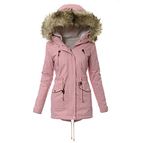 YMADREIG Women's Warm Winter Fleece Jacket with Fur Hood Windproof Coats