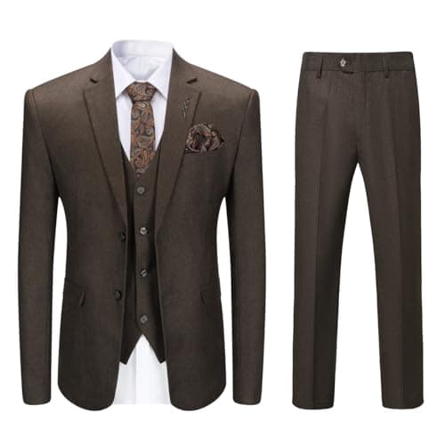 Cloudstyle Mens Classic Fit 3-Piece Wedding Dress Suit Jacket, Vest & Pants