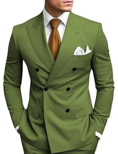 Double Breasted Suit Men Slim Fit 2 Piece Wedding Prom Set