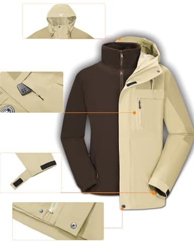 CAMELSPORTS Men's 3 in 1 Waterproof Winter Ski Jacket