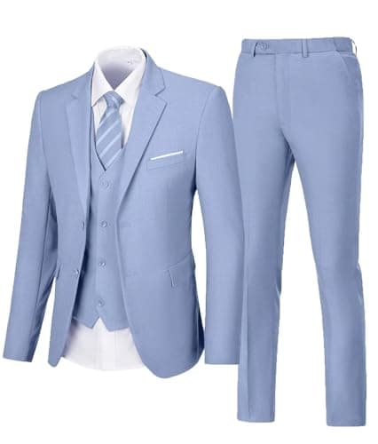 Aowdoy Men's 3-Piece Slim Fit Tuxedo Suit 2 Buttons for WeddingsProm Business