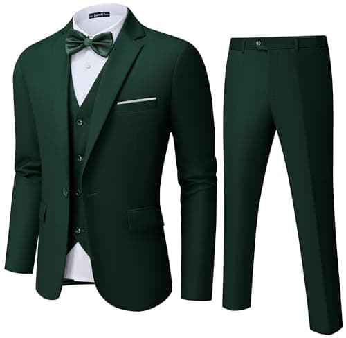 Saruit Men's Slim Fit 3-Piece Tuxedo Set for Prom and Weddings