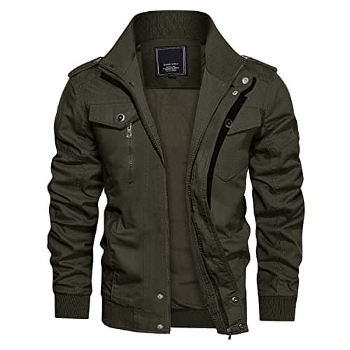 CRYSULLY Men's Casual Windbreaker Jacket with Cargo Pockets