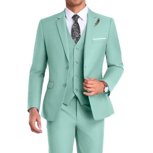 Mrbuerly Men's Slim Fit 3-Piece Suit for Groomsmen with Tie and Pants XS/36-30