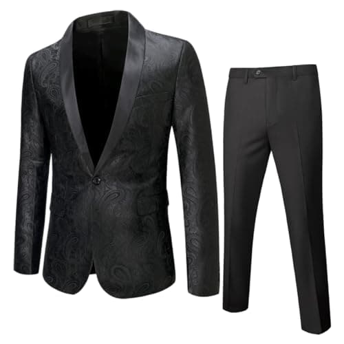 Cloudstyle Men's 2-Piece Floral Jacquard Suit