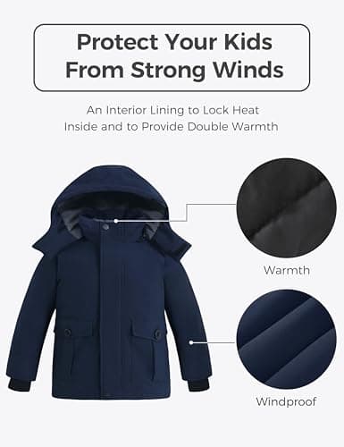 Wantdo Boys' Winter Warm Puffer Jacket - Waterproof & Hooded
