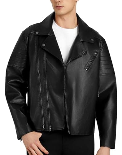 WULFUL Men's Leather Jackets Global Recycled Standard
| Faux Bomber Jacket for Men Global Recycled Standard
| Motorcycle Lapel Asymmetric Zip-Up Slim Fit Biker Coat Global Recycled Standard