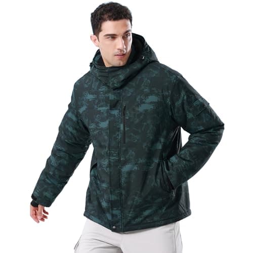 CAMEL CROWN Men's Winter Waterproof Ski Jacket with Fleece Lining