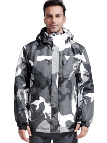 FREE SOLDIER Men's Waterproof Winter Ski Jacket with Hood and Fleece Lining