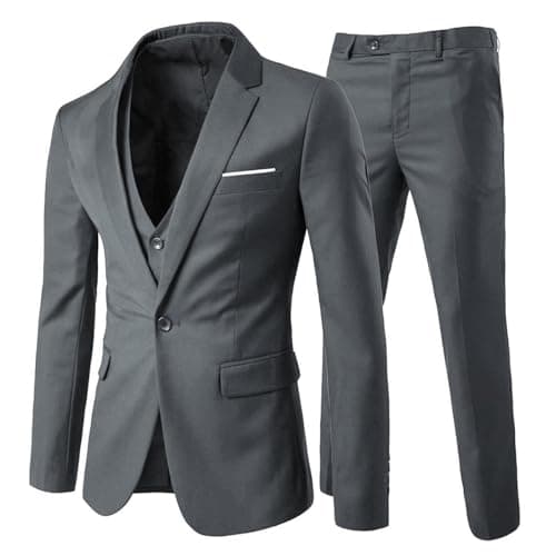 Cloudstyle Men's Slim Fit Notched Lapel 3-Piece Formal Suit Jacket & Pants Set