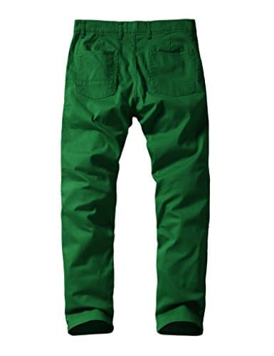 32 Size Men's Slim-Tapered Flat Front Grass Green Casual Pants
