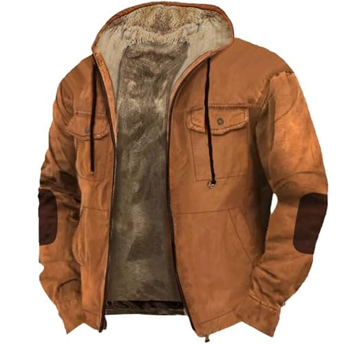 Thick Fleece Full Zip Hoodie for Men Sherpa Lined Warm Coat