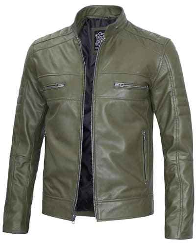 Decrum Men's Cafe Racer Leather Jacket - Real Lambskin Fashion