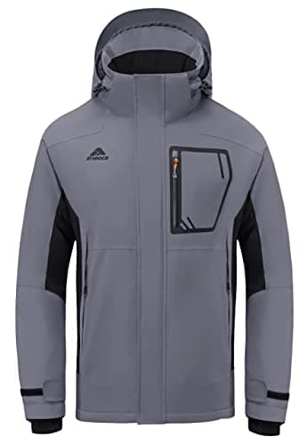 Athrock Mens Winter Waterproof Fleece Snowboard Coats Hooded Ski Jacket