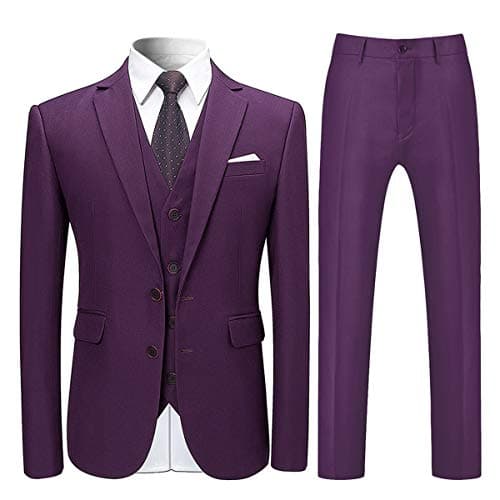 Cloudstyle Mens Classic Fit 3-Piece Wedding Dress Suit Jacket, Vest & Pants
