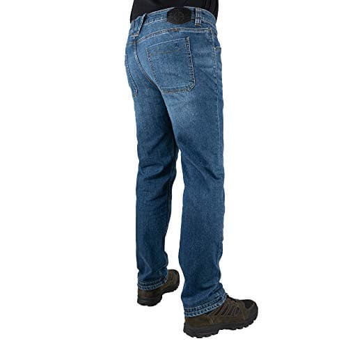 LA Police Gear Men's Durable Stretch Tactical Jeans - Terrain Flex Slim Fit, Multi-Pocket Design