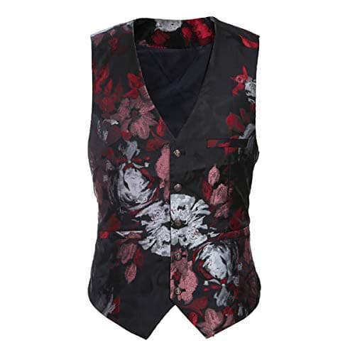 Cloudstyle Men's Modern 3-Piece Suit Blazer Vest Pants Floral Notched Lapel