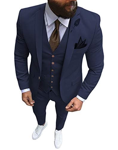 Solove-Suit Men's 3-Piece Regular Fit One-Button Formal Suit for Wedding