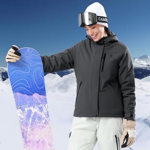 CAMEL CROWN Women's Waterproof Winter Hooded Ski Jacket Outer Warm Coat