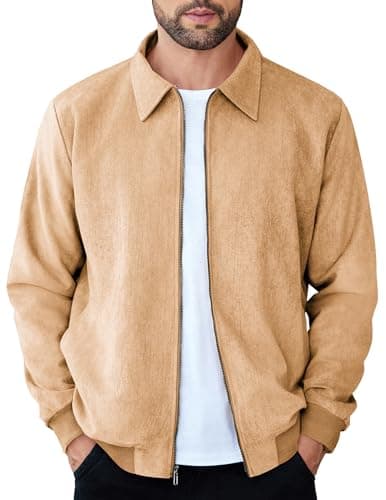 Men's Casual Suede Bomber Jacket
