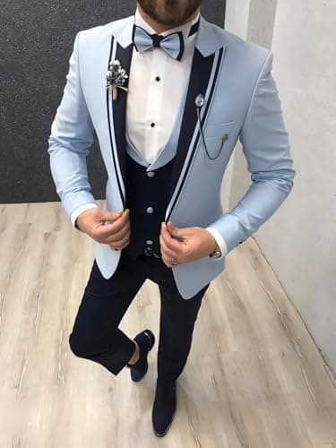 Suzhimo Men's Slim Fit Tuxedo Suit with Blazer, Pants & Tie for Marriage Prom