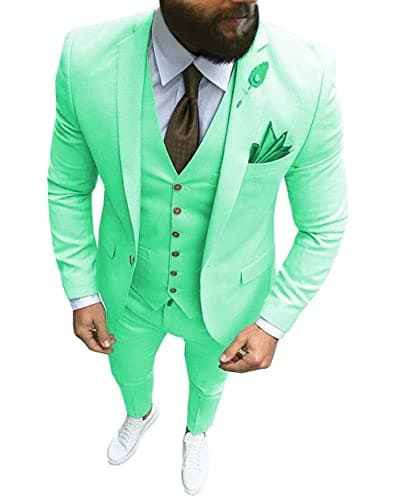 Wangyue Men's Slim Fit 3 Piece Suit Set