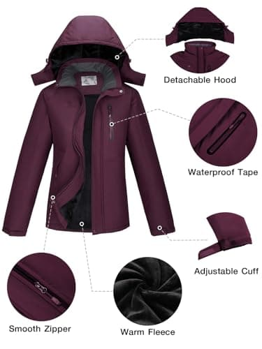 CAMEL CROWN Women's Winter Hooded Ski Jacket
