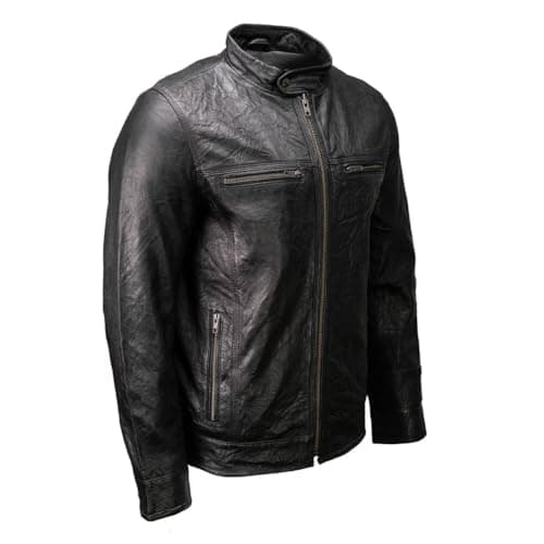 Milwaukee SFM1866 Classic Men's Black Premium Leather Motorcycle Jacket