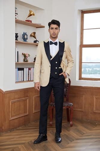 Slim Fit Men's Tuxedo 3-Piece Suit for Wedding & Prom TUXBURNTXZ