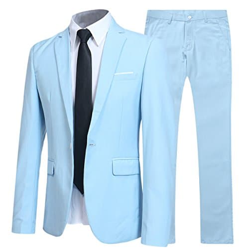 YFFUSHI Men's Slim Fit One-Button Casual Wedding Suit Set
