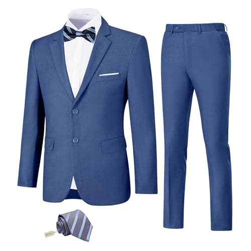 Slim Fit Suit Set for Men: Solid Color Jacket, Pants, and Tie