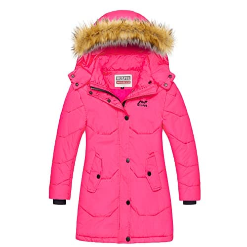 WULFUL Girl's Winter Waterproof Down Puffer Jacket with Warm Hood