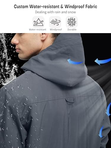 Rejork Men's 3-in-1 Waterproof Winter Ski Jacket with Windbreaker and Thermal Fleece Liner