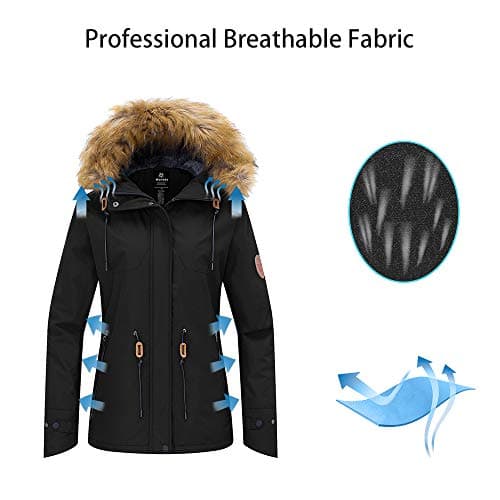 Wantdo Women's Insulated Waterproof Ski Jacket Winter Snowboarding Coat