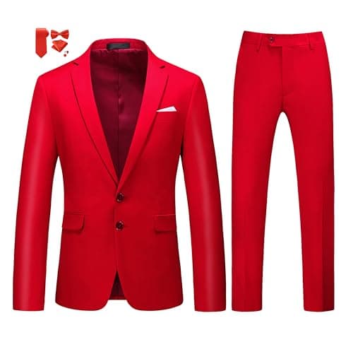 MOGU Men's Slim Fit Prom Tuxedo 2-Piece Suit (Jacket + Pants)