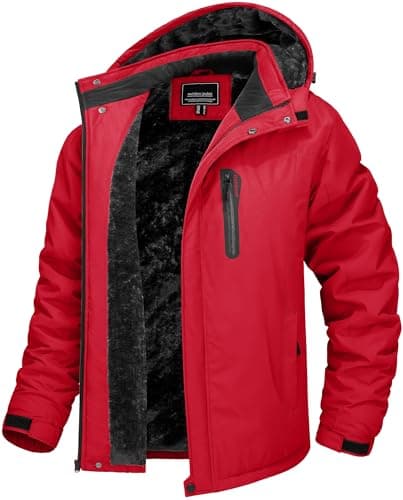 TACVASEN Men's Winter Warm Ski Snowboard Fleece Jacket Windproof Hooded
