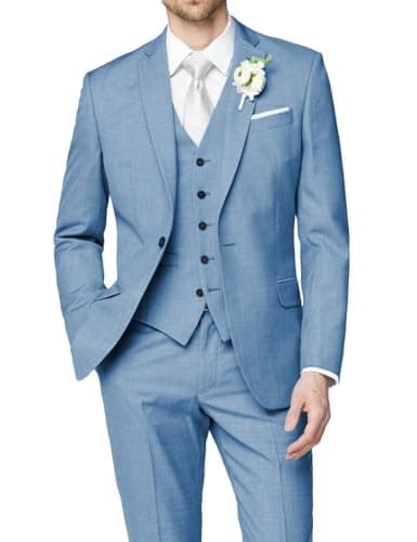 HUUTOE Men's Slim Fit Wedding Groomsmen Tuxedo Set Blazer Jacket Pants