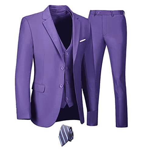 Men's 3-Piece Slim Fit Suit Set - Wedding Business Tuxedo with Blazer, Vest, Pants & Tie