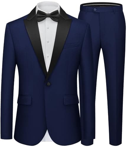 WEEN CHARM Men's Slim Fit 2-Piece One-Button Blazer & Tuxedo Pants Wedding Prom Suit Set