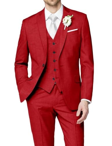 HUUTOE Men's Slim Fit Wedding Groomsmen Tuxedo Set Blazer Jacket Pants