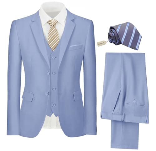 Pyiuhs Slim Fit 3 Piece Wedding Groomsmen Suit Set