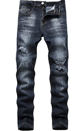 Slim Fit Ripped Distressed Stretch Jeans for Men