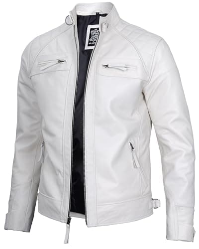 Blingsoul Quilted Cafe Racer Leather Jacket for Men