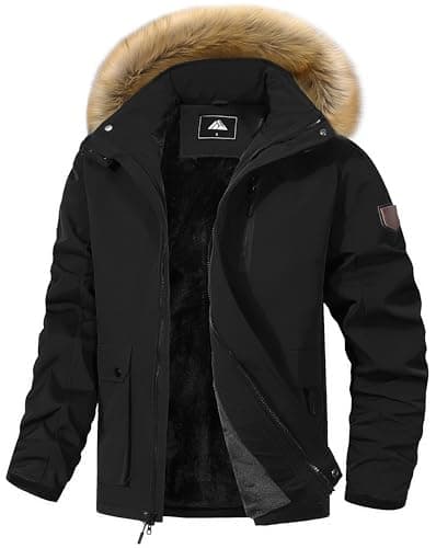 Maison Sen Men's Winter Waterproof Warm Ski Snowboard Jacket with Fur Hood