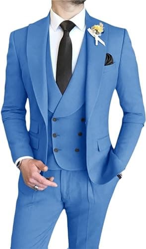 AufewB Men's Elegant Solid One-Button Slim Fit Party Suit Set