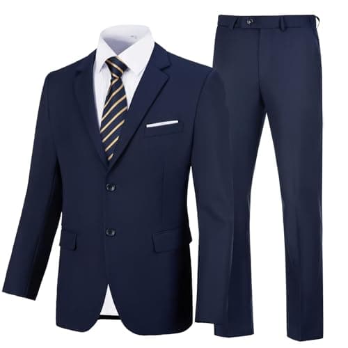 Amyox Men's Slim Fit Two Piece Wedding Prom Suit Jacket & Pants Set