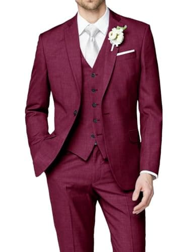 HUUTOE Men's Slim Fit Wedding Groomsmen Tuxedo Set Blazer Jacket Pants