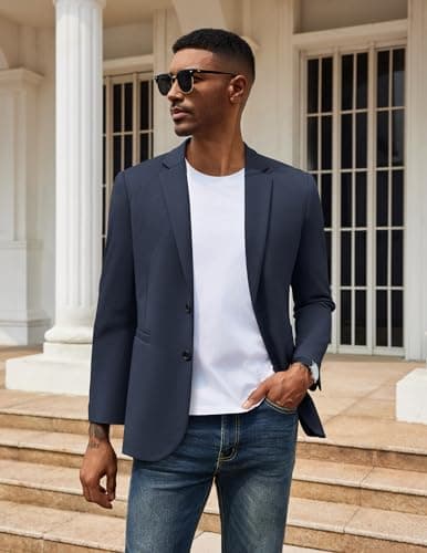 COOFANDY Men's Casual Two-Button Knit Blazer Lightweight Sport Coat Suit Jacket